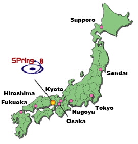 Spring 8 location on Japan map