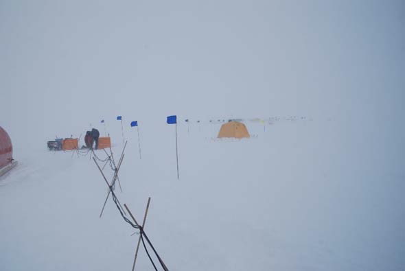 The Greenland camp blizzed