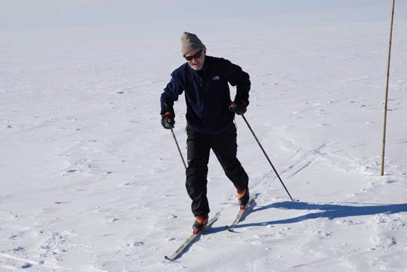 Dr Andrew Smith having fun in Greenland doing a circuit around the camp