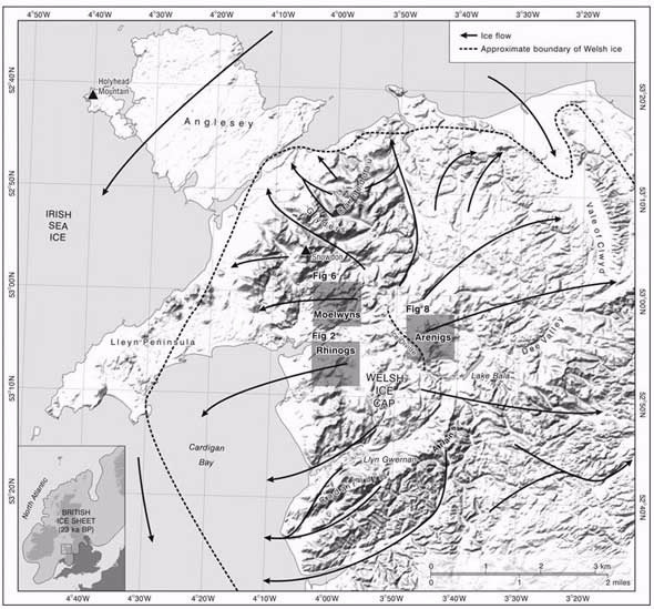 Map Welsh mountain ranges